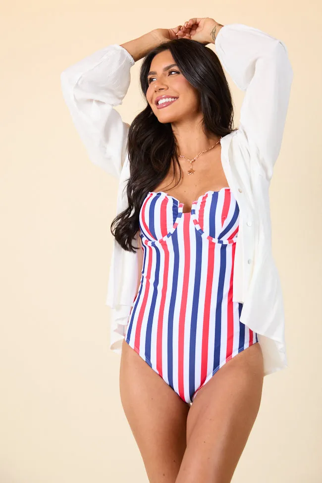 All American Splash Red, White, and Blue One Piece Swimsuit PINK LILY