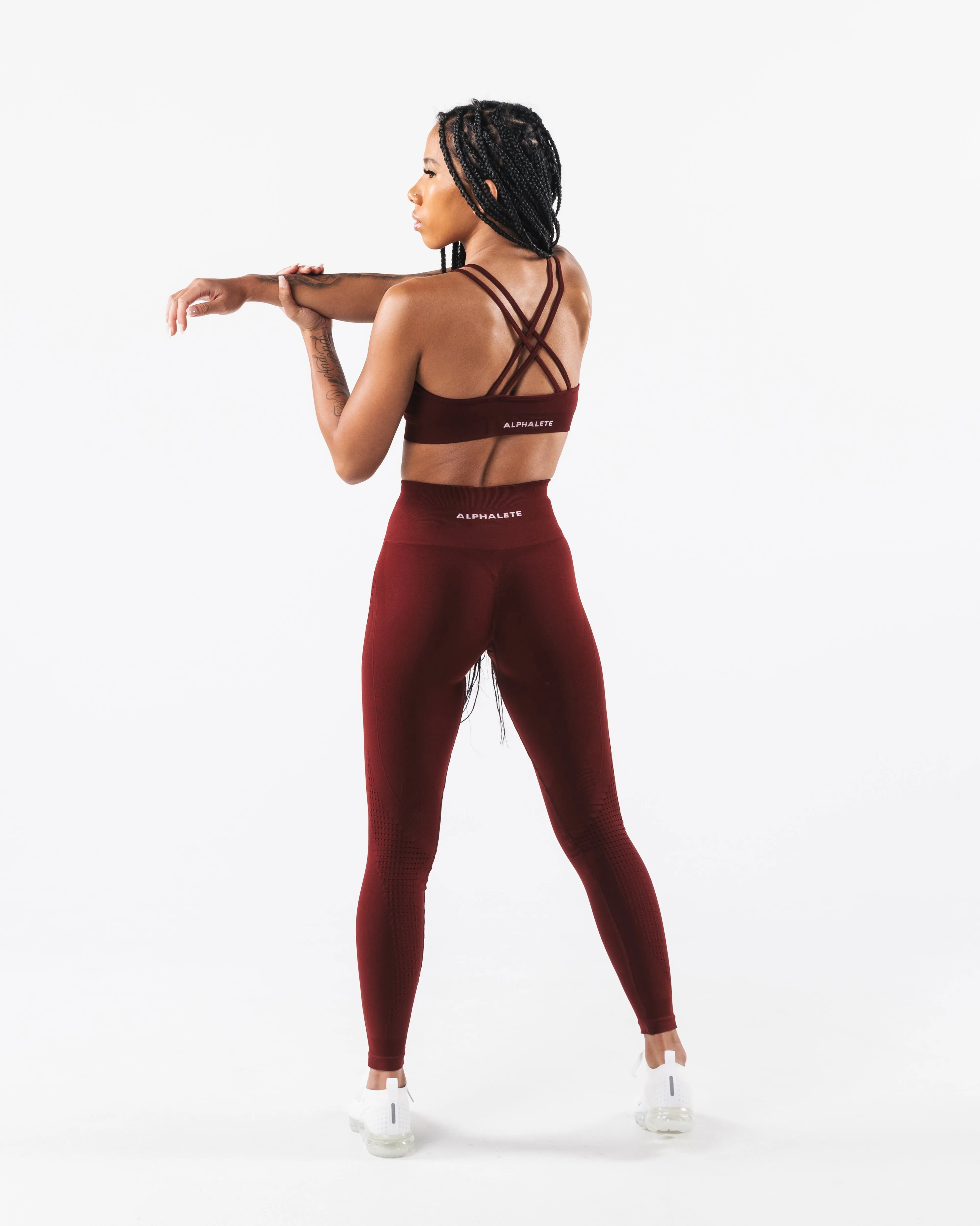 Amplify Deep V Bra - New Burgundy Alphalete Athletics