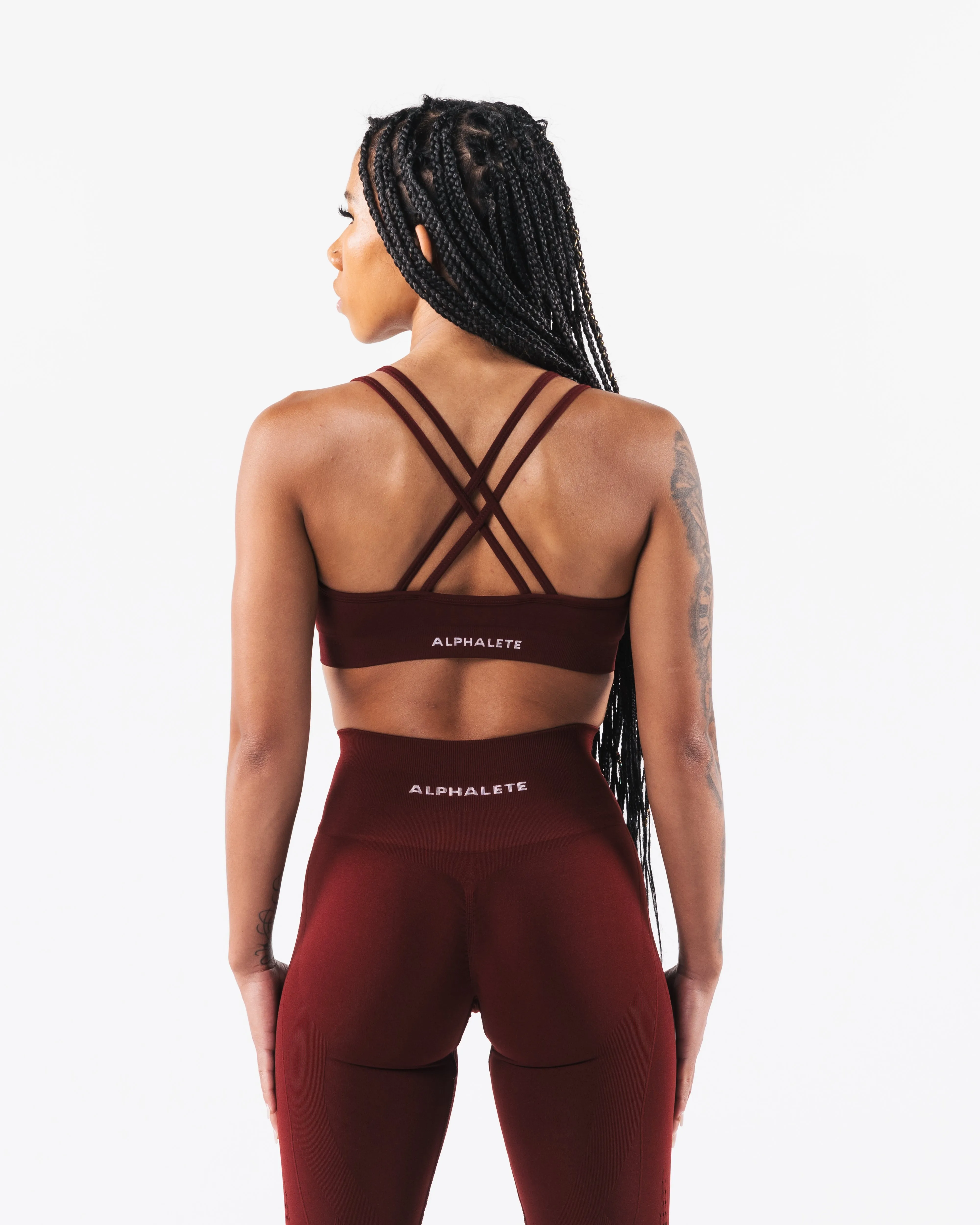 Amplify Deep V Bra - New Burgundy Alphalete Athletics
