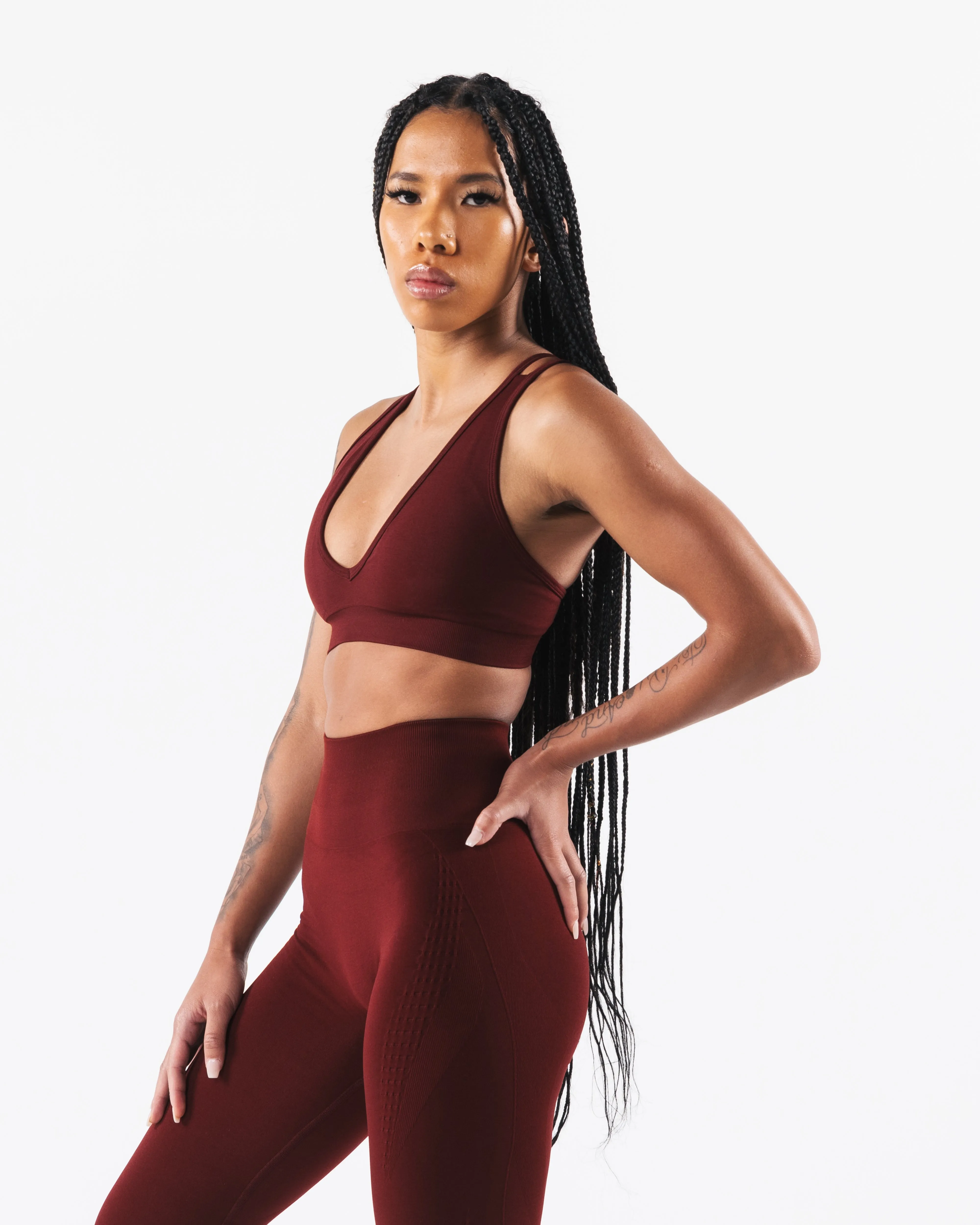 Amplify Deep V Bra - New Burgundy Alphalete Athletics
