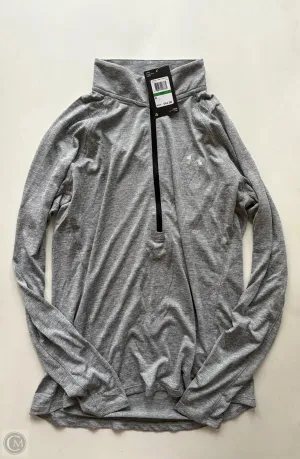 Athletic Top Long Sleeve Collar By Under Armour In Grey, Size: L