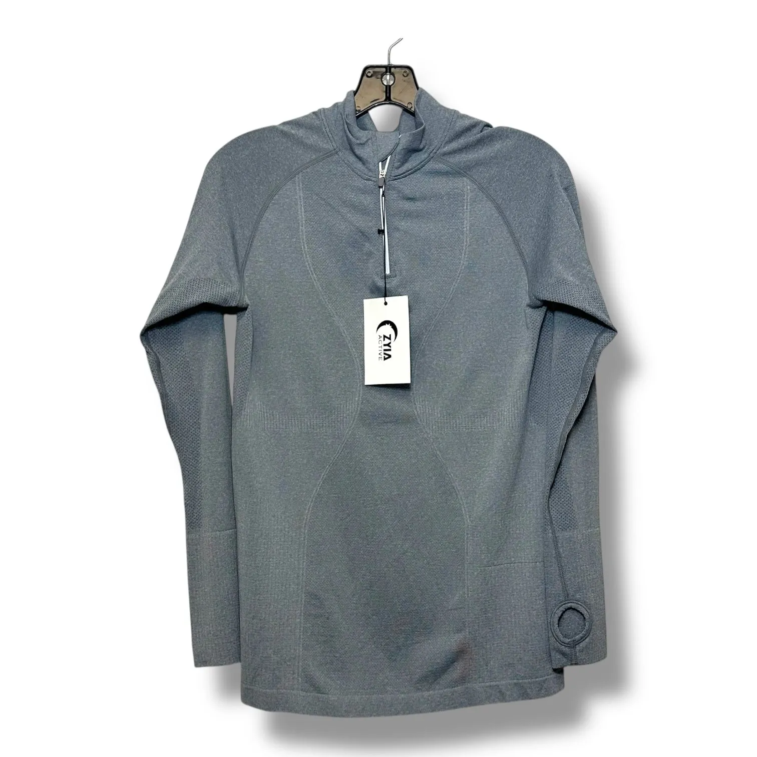 Athletic Top Long Sleeve Collar By Zyia In Grey, Size: M