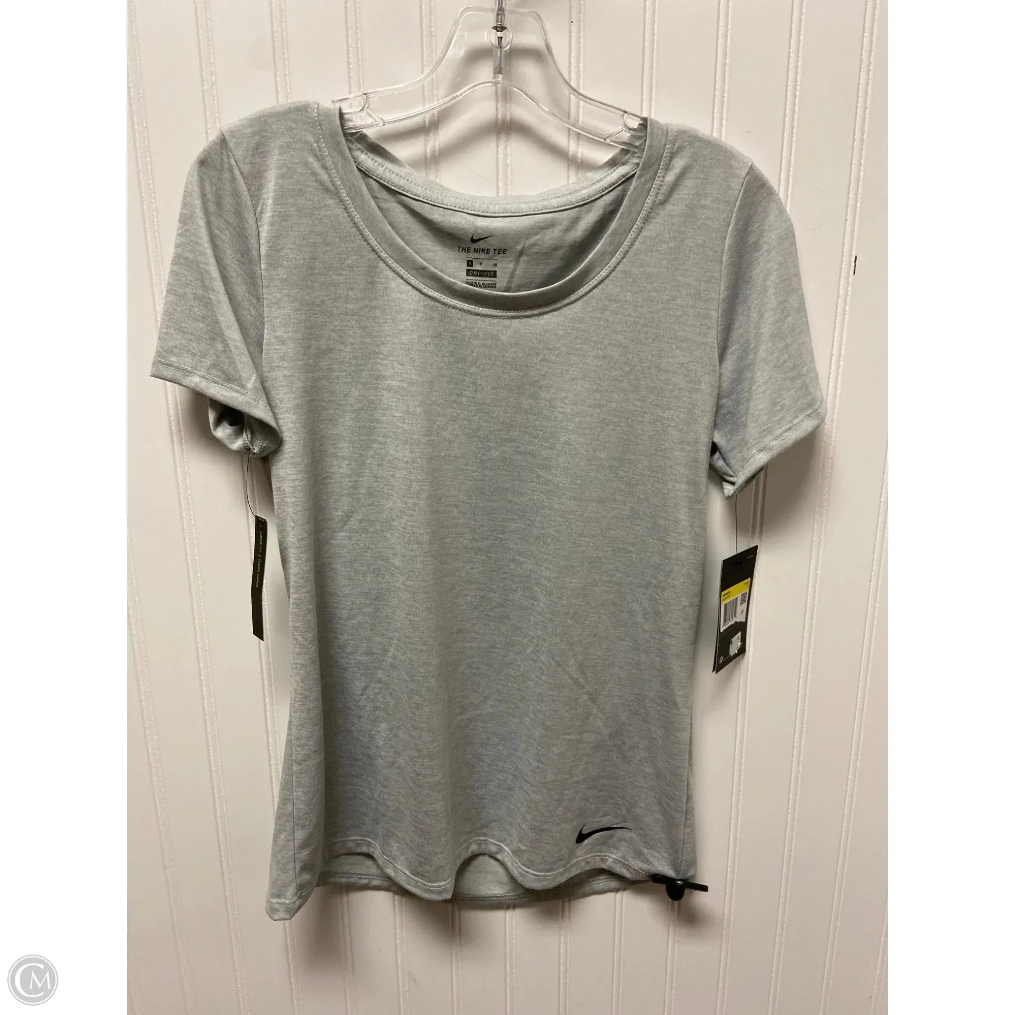 Athletic Top Short Sleeve By Nike In Grey, Size: S