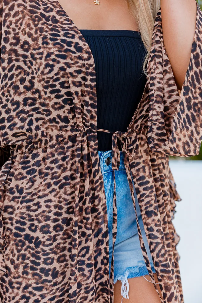 Back With You Brown Leopard Print Kimono SALE PINK LILY