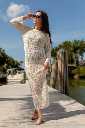Being Shady Natural Open Knit Midi Cover Up PINK LILY