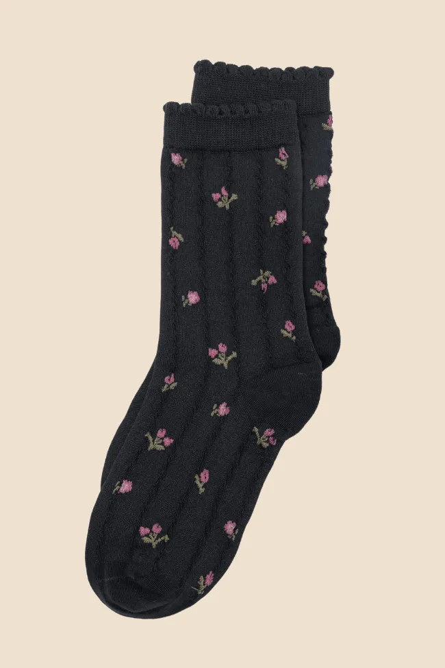 Black Florette Socks PINK LILY