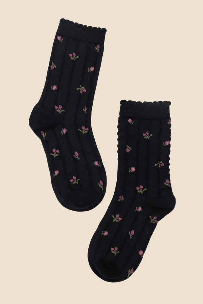 Black Florette Socks PINK LILY