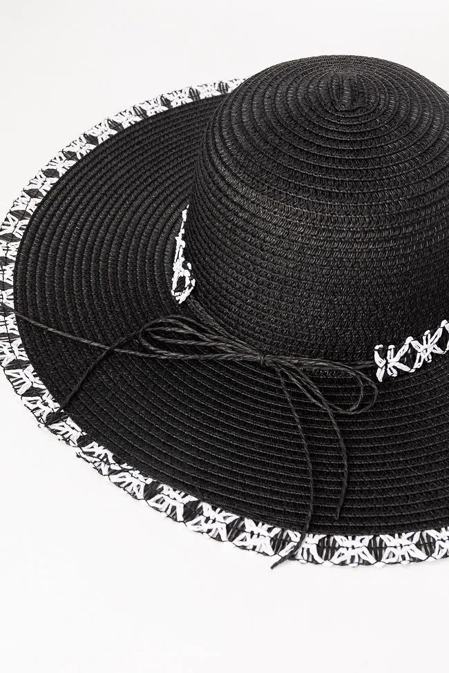 Black Stitch Brim Straw Hat PINK LILY