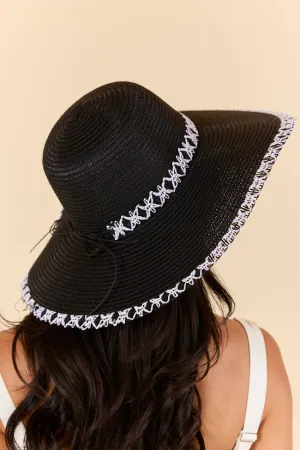 Black Stitch Brim Straw Hat PINK LILY
