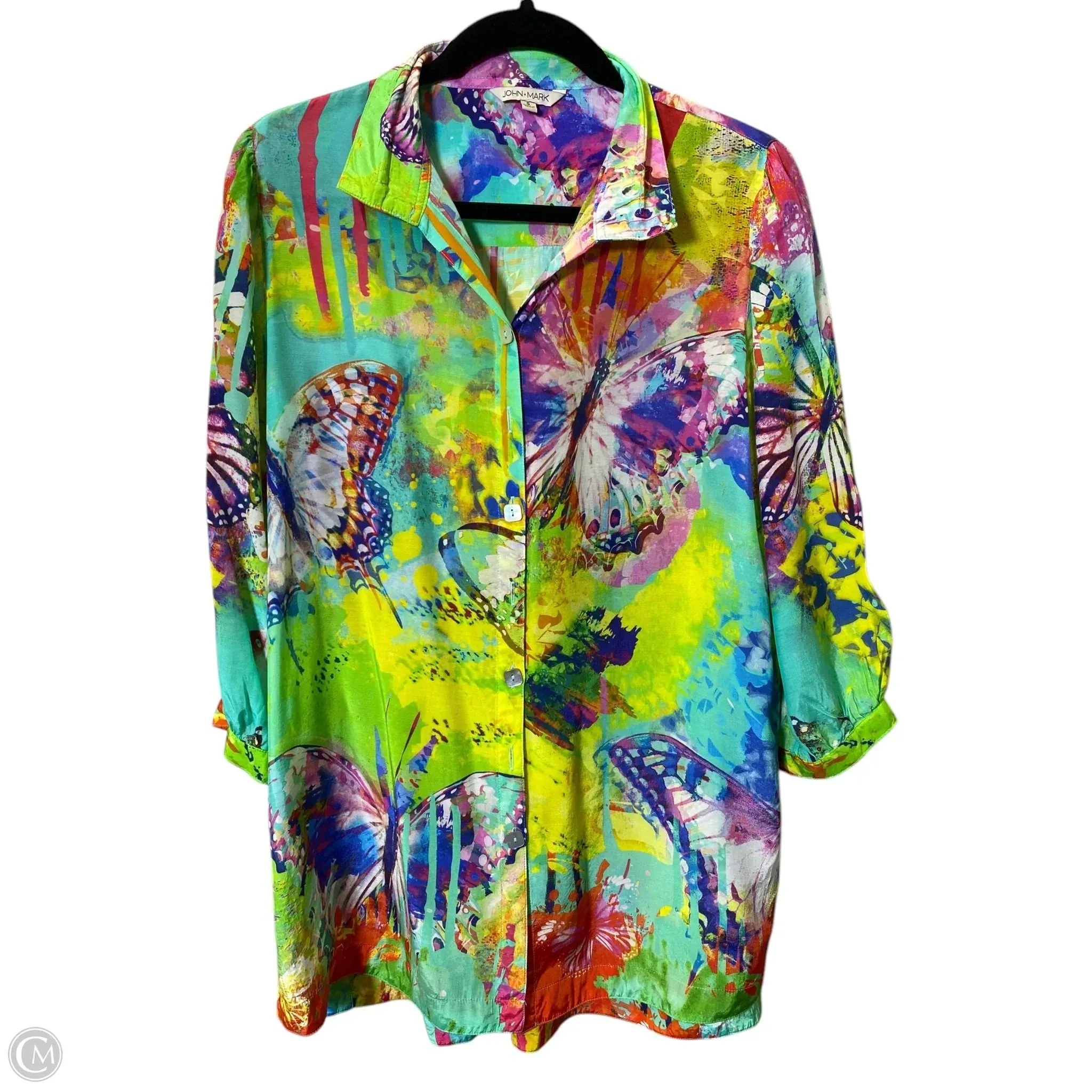 Blouse 3/4 Sleeve By John Mark In Multi-colored, Size: S