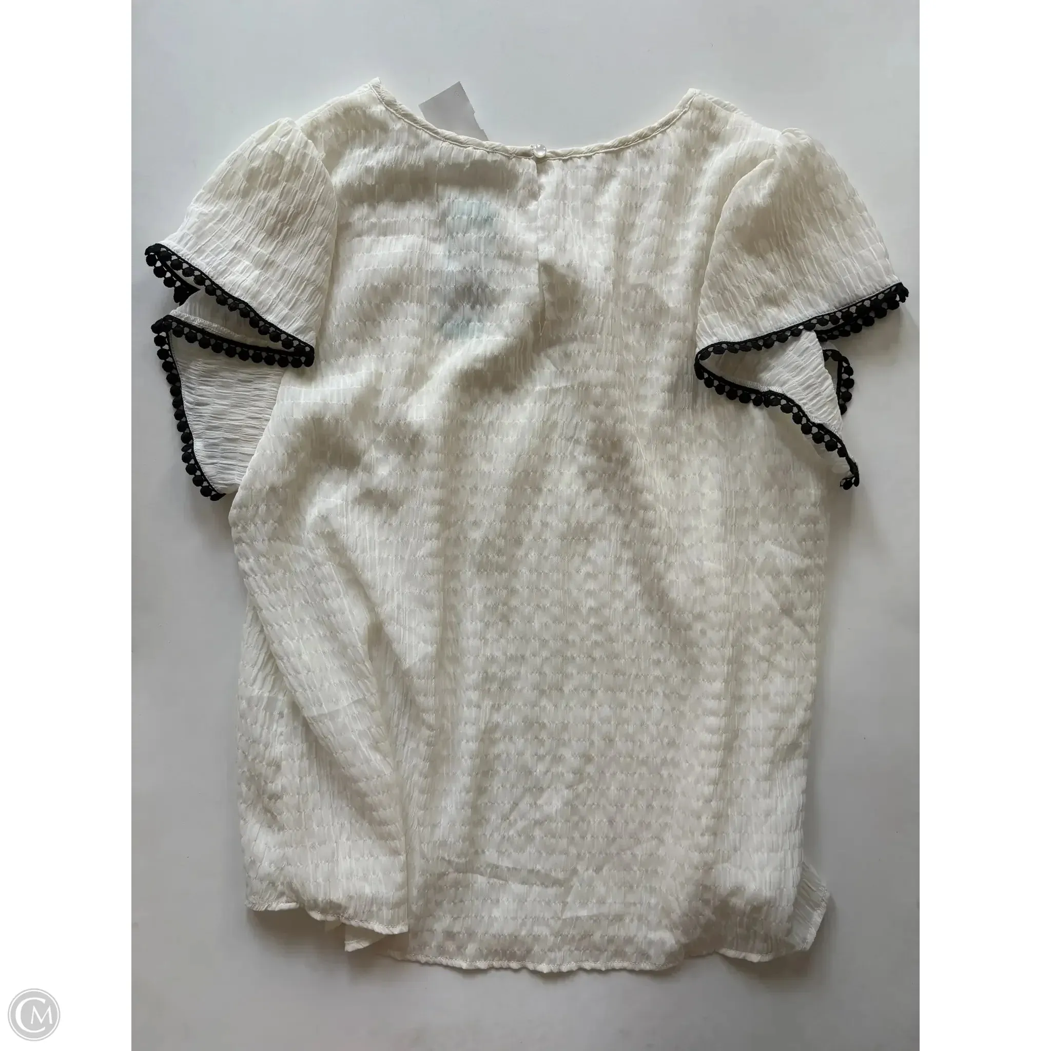 Blouse Short Sleeve By beacon apperal In Cream, Size: L