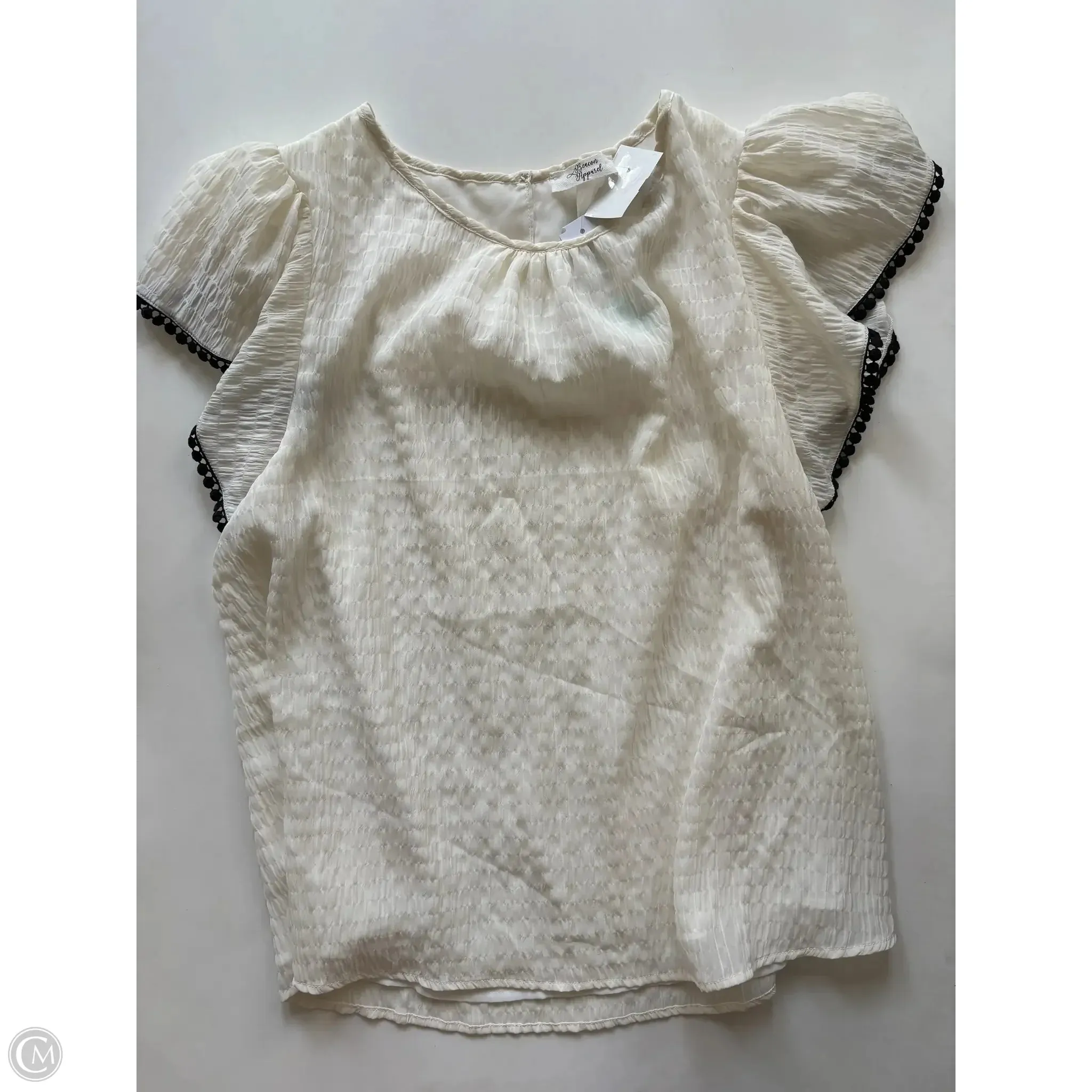 Blouse Short Sleeve By beacon apperal In Cream, Size: L
