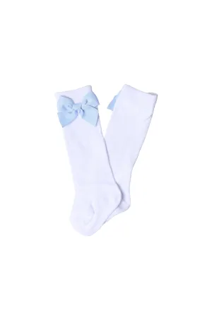 Blue Bow Knee Socks Smocked Flamingo