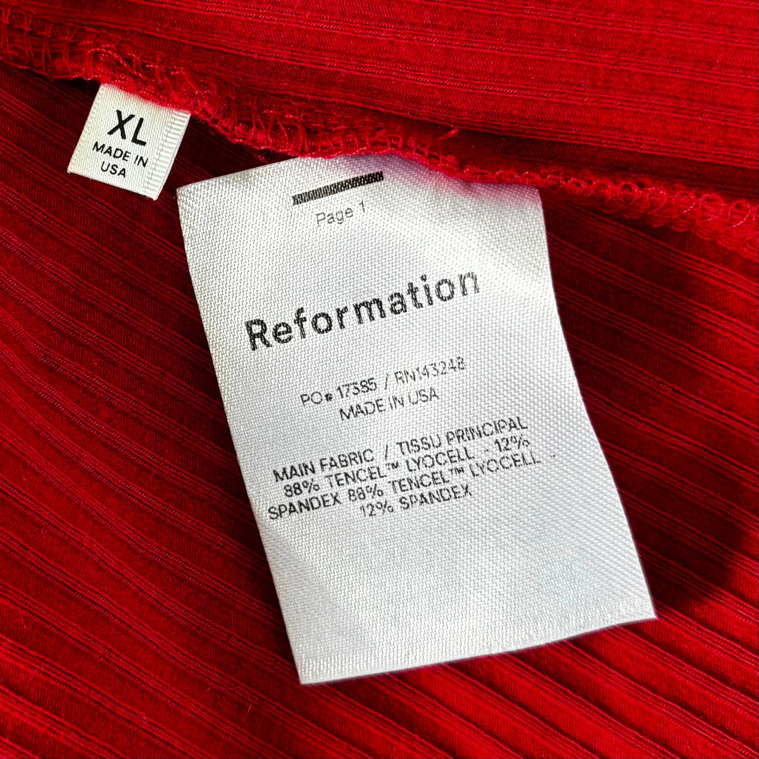 Bodysuit By Reformation In Red, Size: Xl
