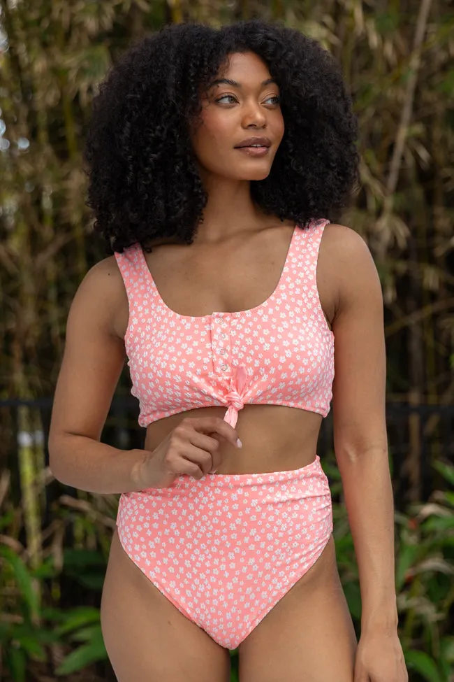 Botanical Bay Coral Floral Bikini Top PINK LILY