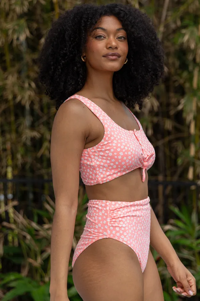 Botanical Bay Coral Floral Bikini Top PINK LILY