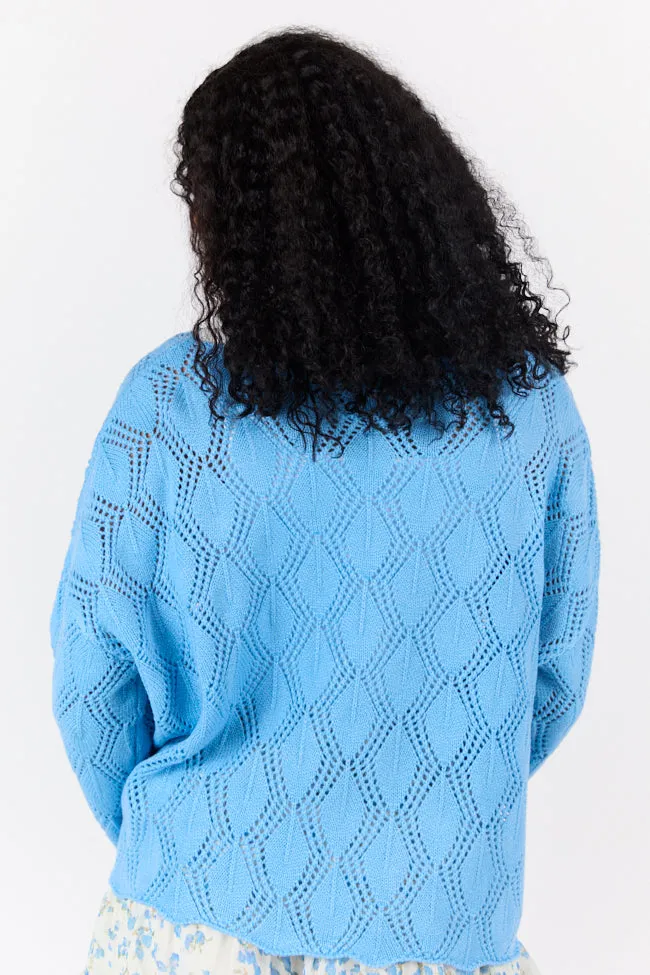 By The Bay Blue Open Knit Sweater PINK LILY