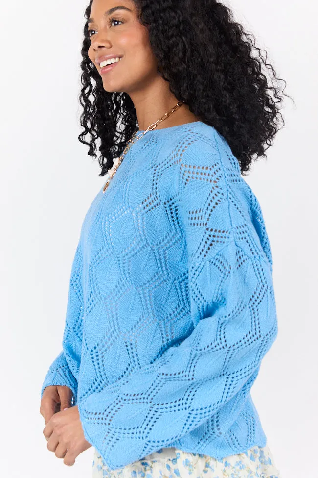By The Bay Blue Open Knit Sweater PINK LILY