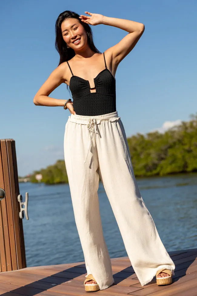 By The Beach Black Square Notch One Piece Swimsuit PINK LILY