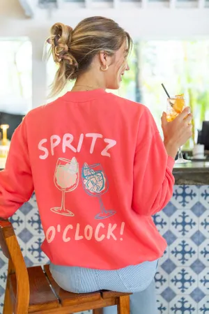 Cin Cin! Light Red Graphic Sweatshirt PINK LILY