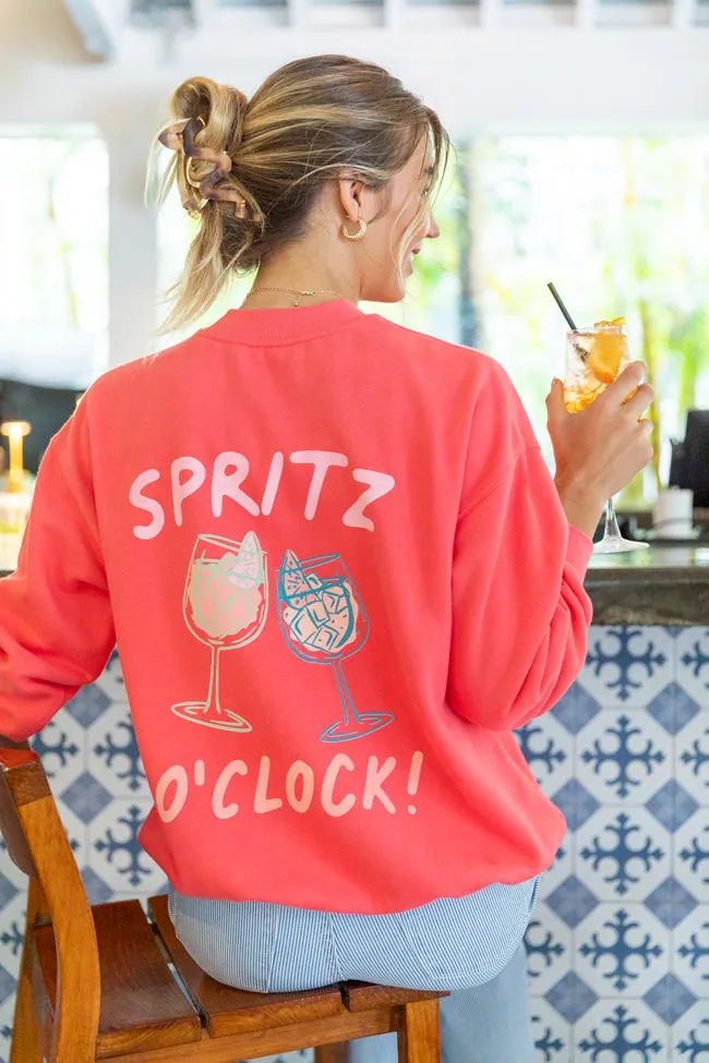 Cin Cin! Light Red Graphic Sweatshirt PINK LILY