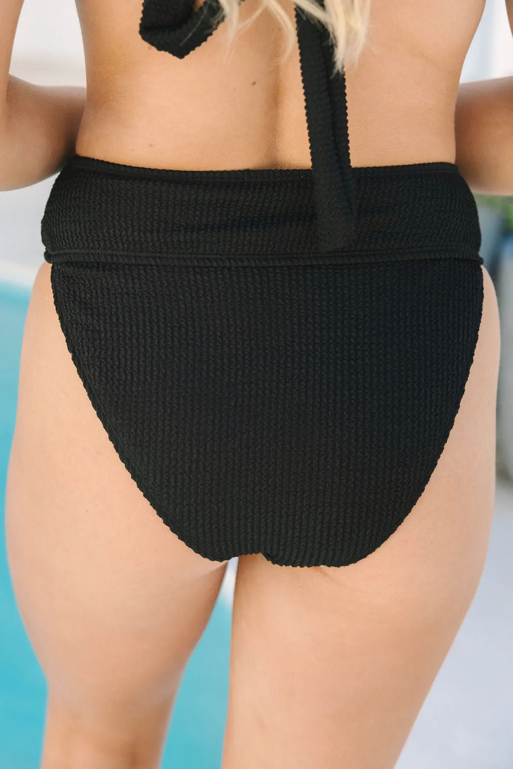 Coastal Kiss Black High Waisted Bikini Bottoms SALE PINK LILY