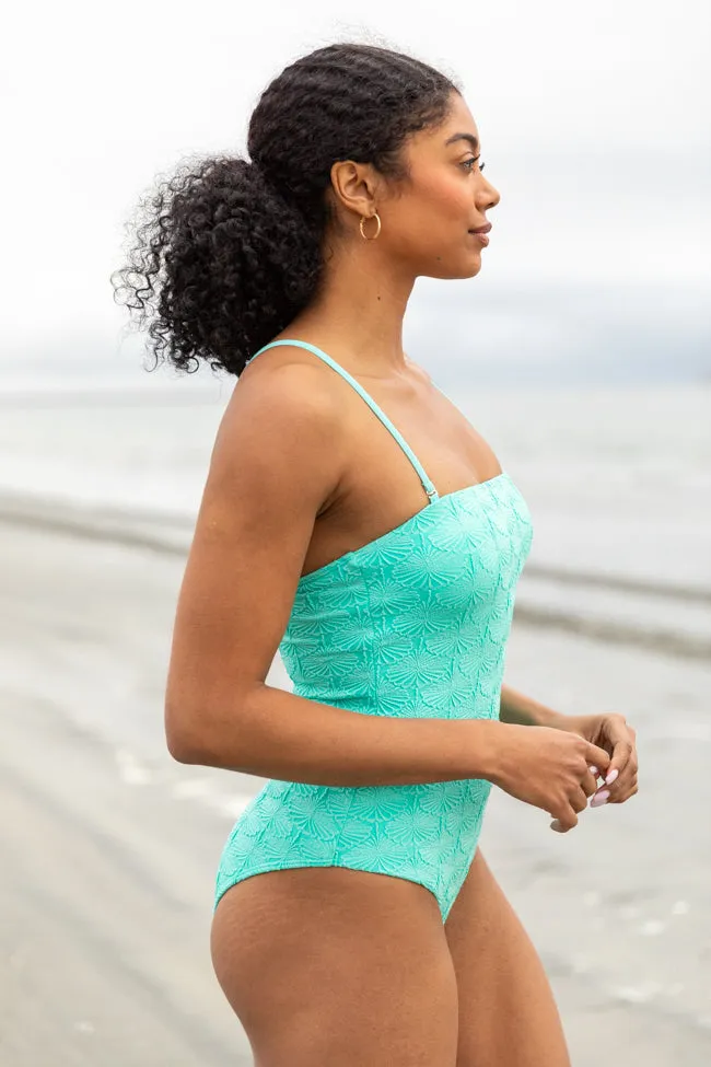 Coral Reef Mint Textured One Piece Swimsuit SALE PINK LILY
