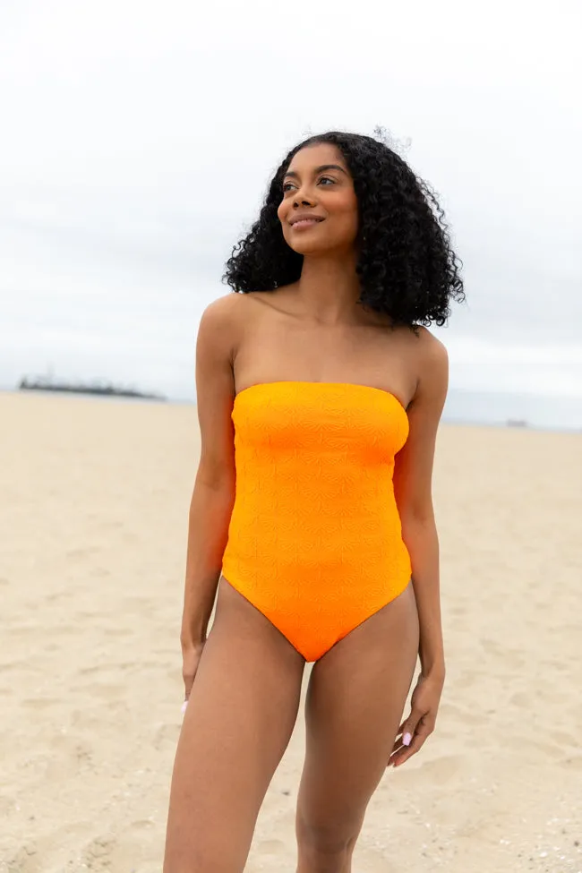 Coral Reef Orange Textured One Piece Swimsuit SALE PINK LILY