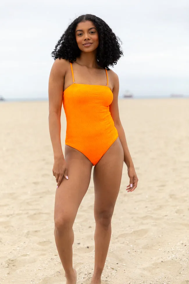 Coral Reef Orange Textured One Piece Swimsuit SALE PINK LILY