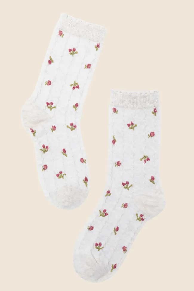 Cream Florette Socks PINK LILY