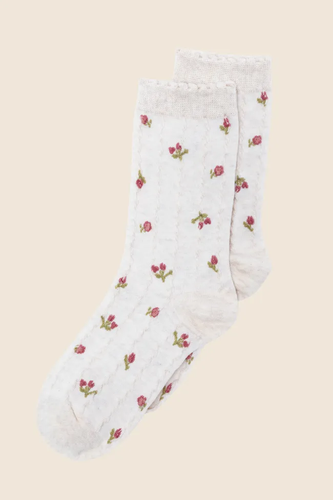 Cream Florette Socks PINK LILY