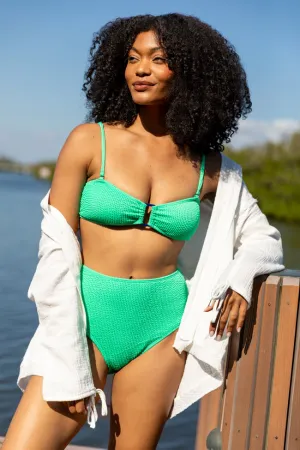 Crystal Clear Green Textured Bikini Top PINK LILY