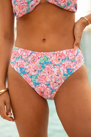 Current Events Floral Multi Printed Bikini Bottoms PINK LILY