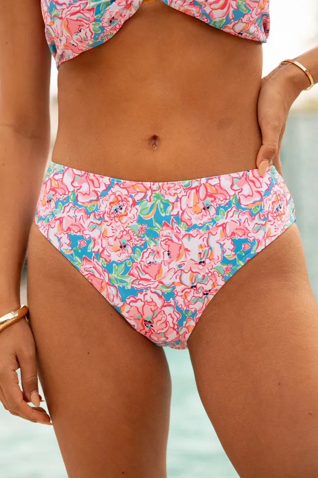 Current Events Floral Multi Printed Bikini Bottoms PINK LILY