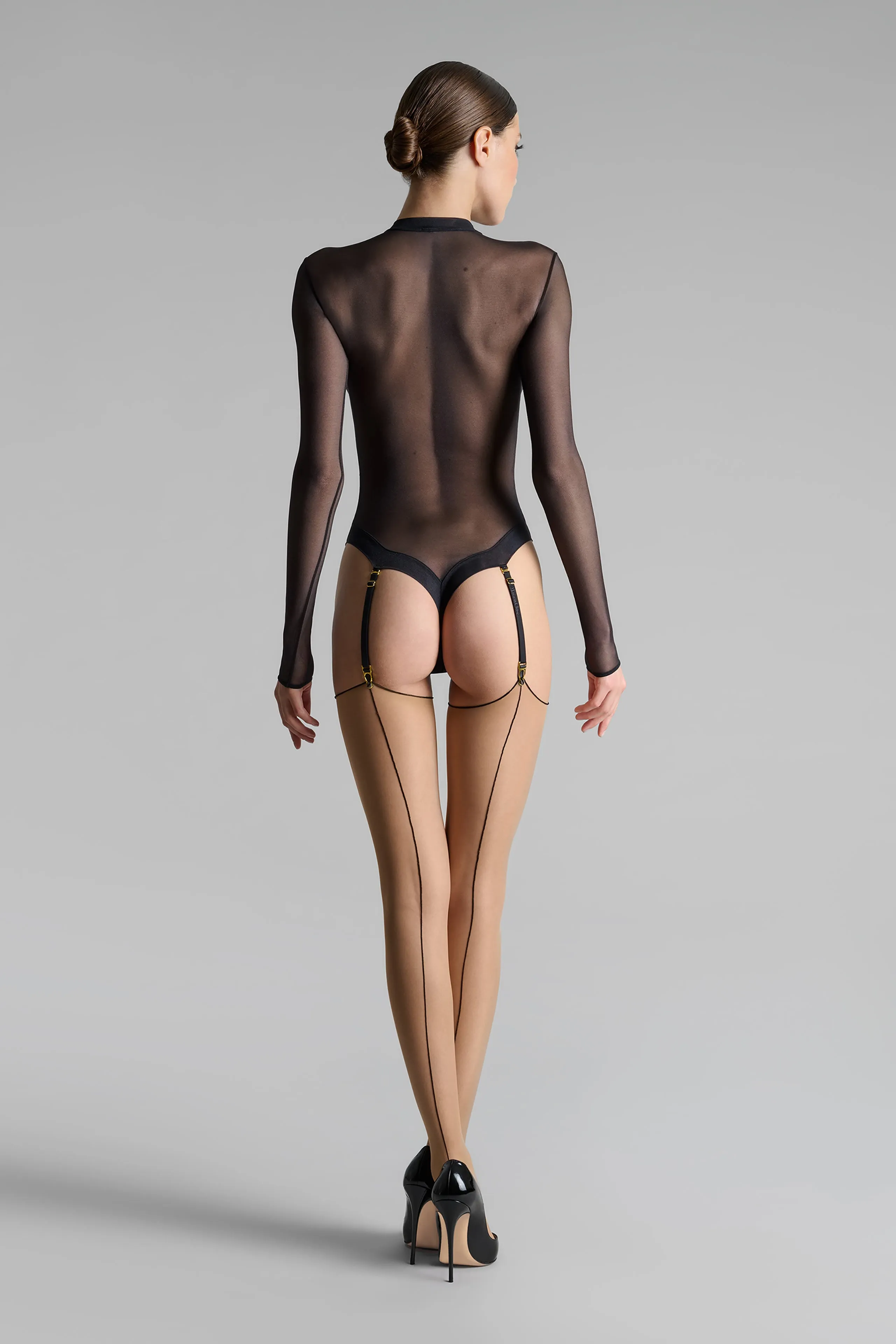 Cut and curled back seamed stockings - 20D - Les Coquetteries Maison Close