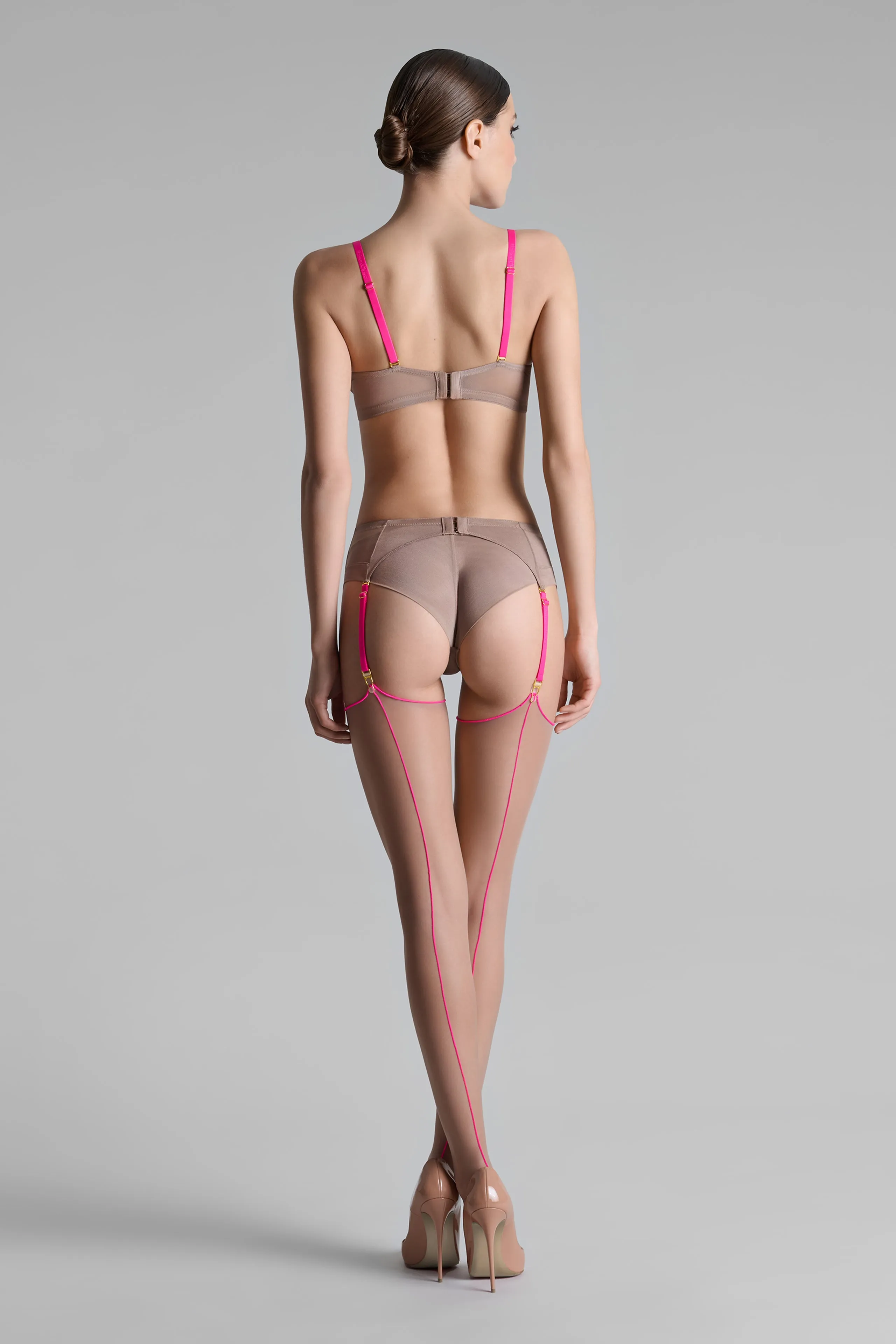 Cut and curled neon seamed stockings - 20D - Les Coquetteries Maison Close