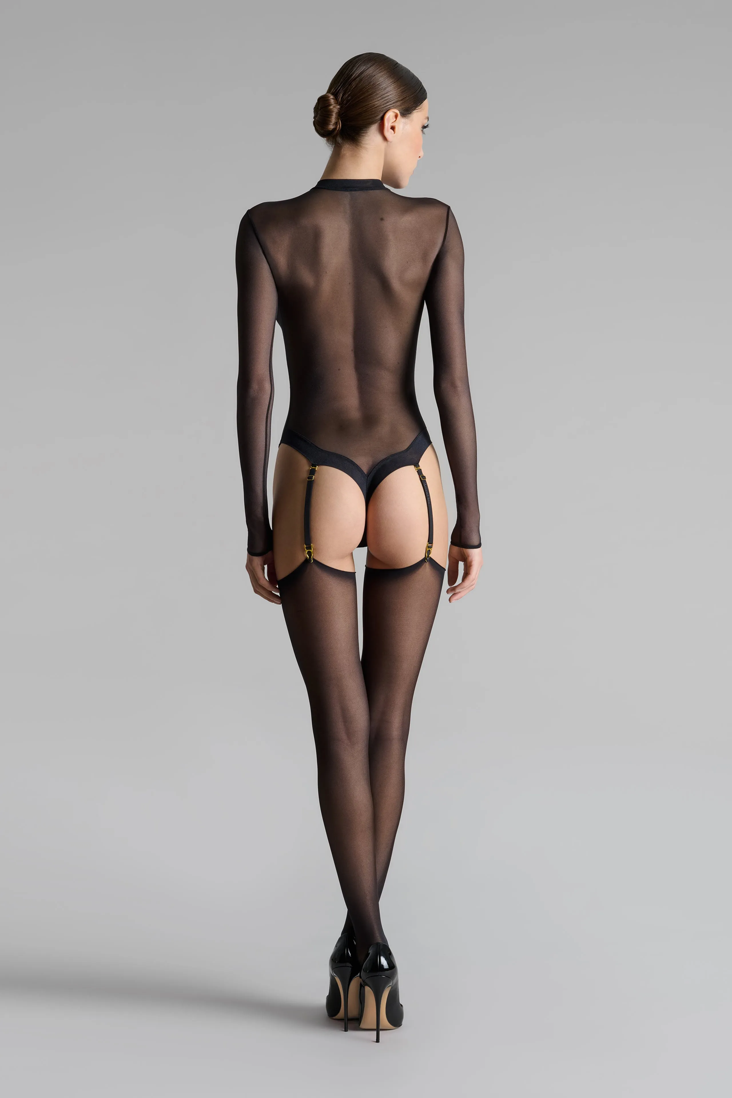 Cut and curled sheer stockings - 20D - Les Coquetteries Maison Close