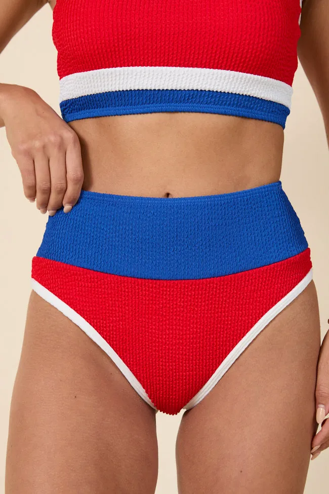 Do Not Disturb Red, White, and Blue Bikini Bottoms PINK LILY