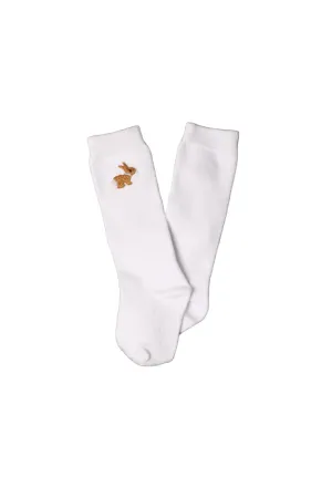 Embroidered Bunny Socks Smocked Flamingo