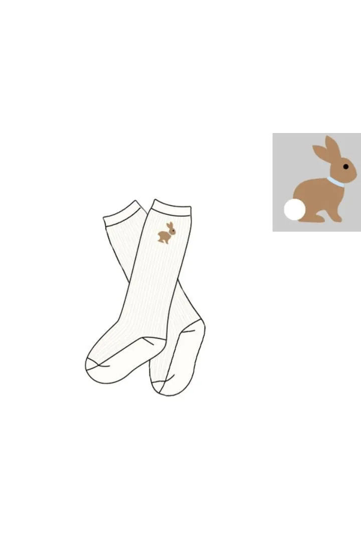 Embroidered Bunny Socks Smocked Flamingo