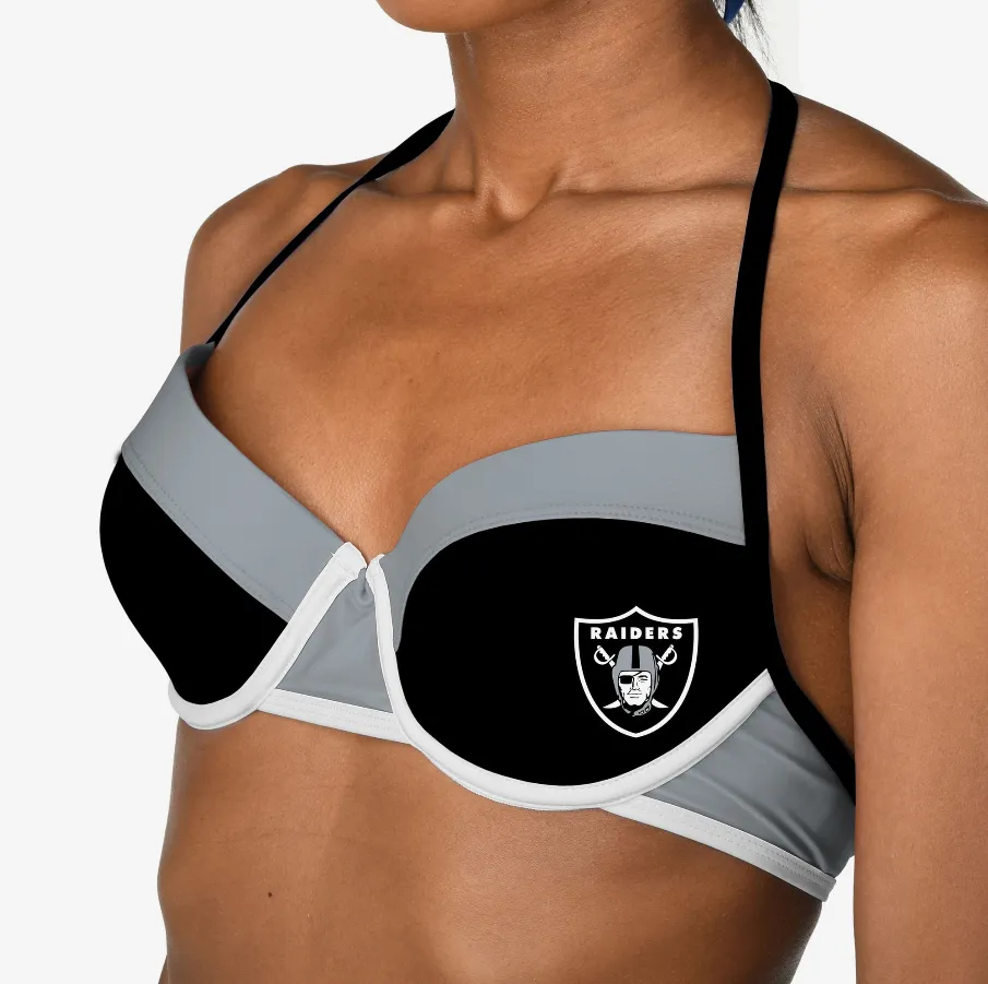 Forever Collectibles NFL Women's Oakland Raiders Team Logo Swim Suit Bikini Top
