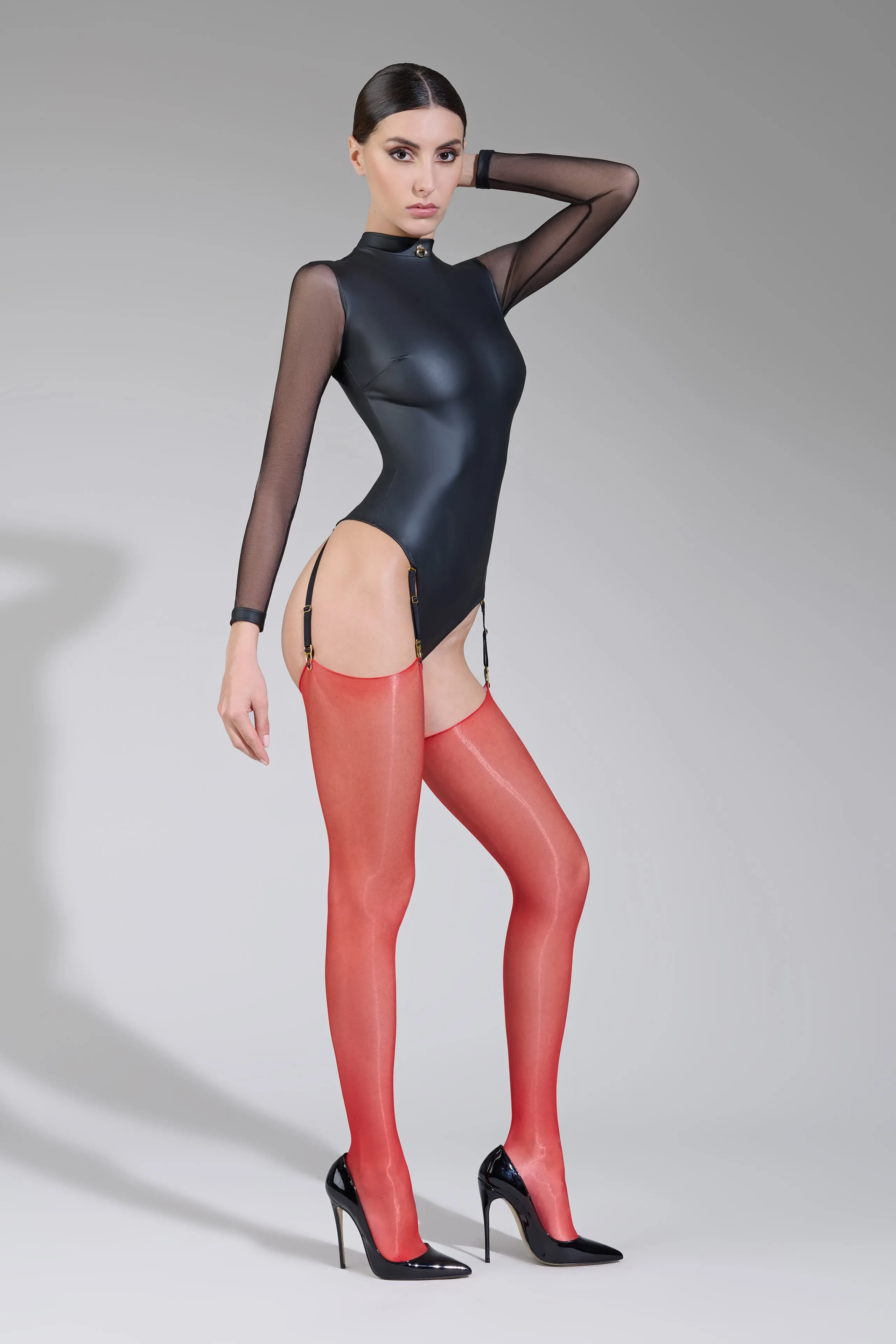 Glossy cut and curl stockings - 10D - Les Coquetteries Maison Close
