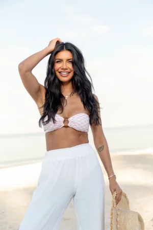 Golden Isle Pink Textured Ring Bikini Top PINK LILY