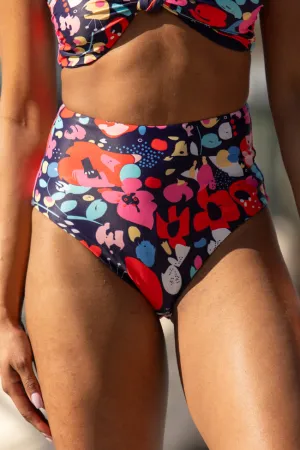 Golden Soul Navy Print Retro Bikini Bottoms PINK LILY