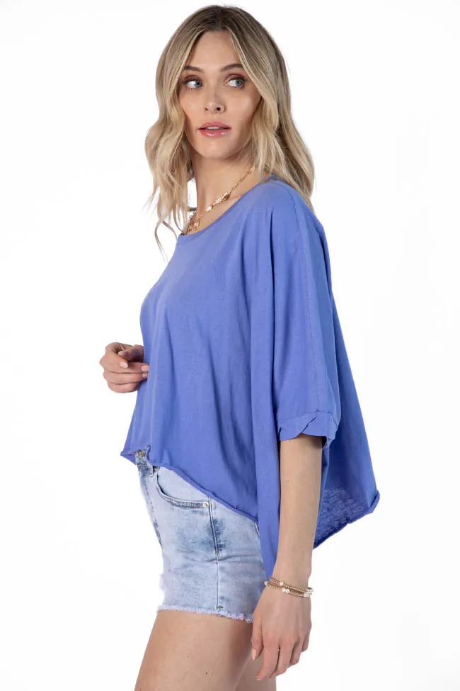Great Days Ahead Blue Asymmetrical Hem Tee SALE PINK LILY