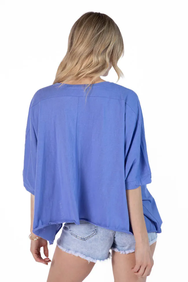 Great Days Ahead Blue Asymmetrical Hem Tee SALE PINK LILY