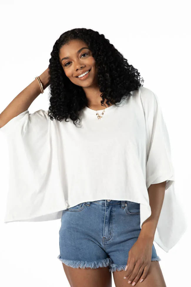 Great Days Ahead Ivory Asymmetrical Hem Tee SALE PINK LILY