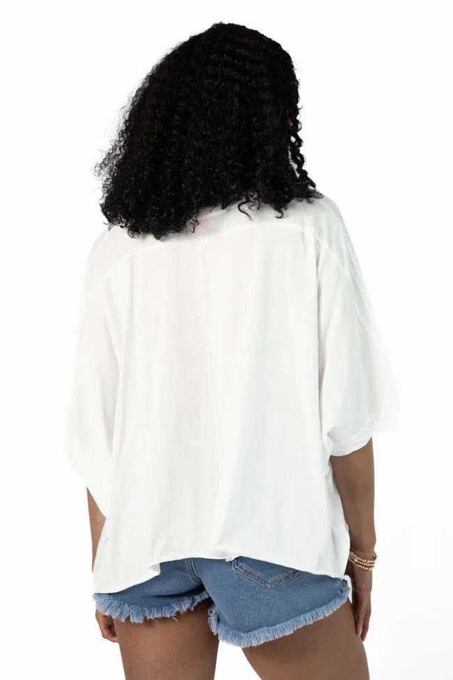 Great Days Ahead Ivory Asymmetrical Hem Tee SALE PINK LILY