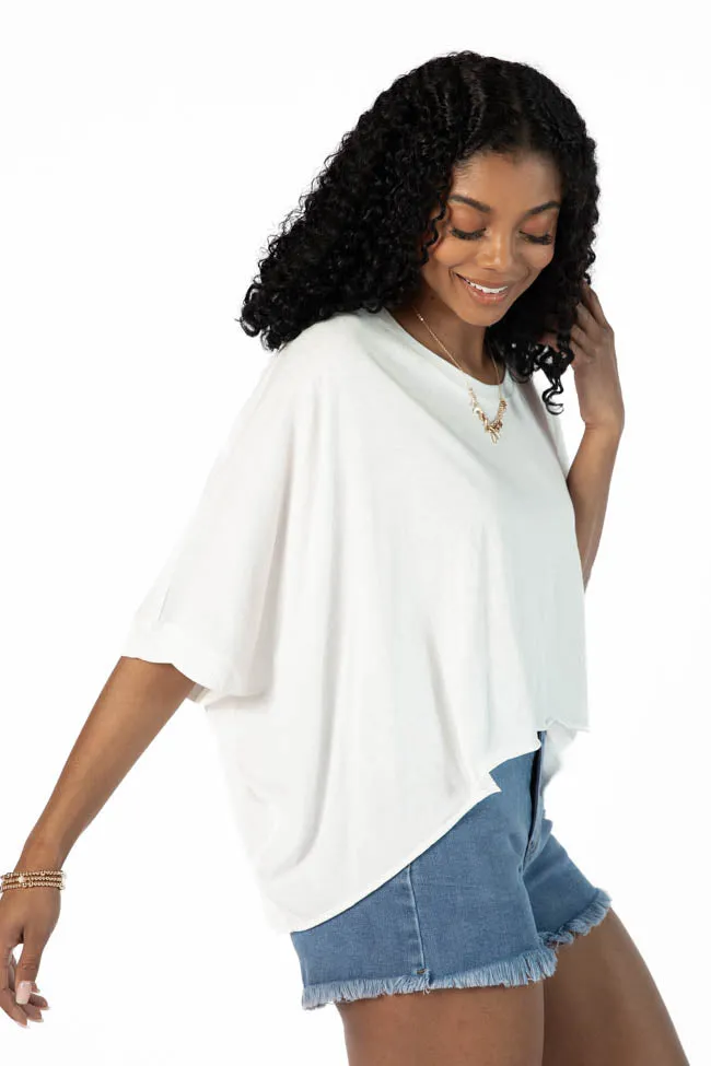 Great Days Ahead Ivory Asymmetrical Hem Tee SALE PINK LILY