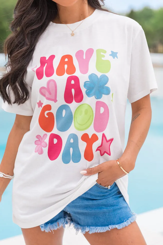 Have A Good Day White Graphic Tee PINK LILY